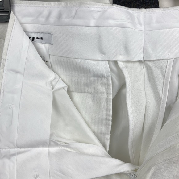 BAR III Men's Suit Slim Fit 2-Pc White Linen Blend 38R Jacket 32x30 Pants F03383 - Picture 12 of 14